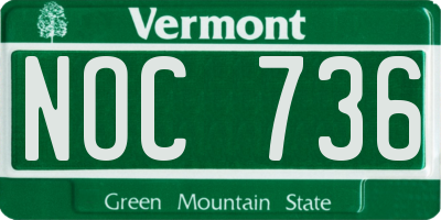VT license plate NOC736