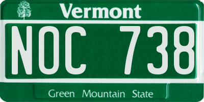 VT license plate NOC738