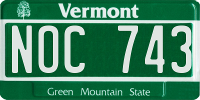 VT license plate NOC743