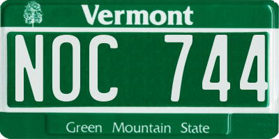 VT license plate NOC744