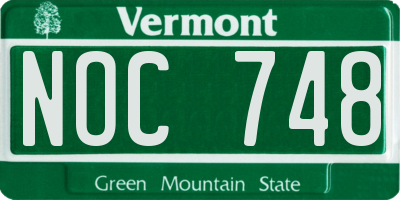 VT license plate NOC748