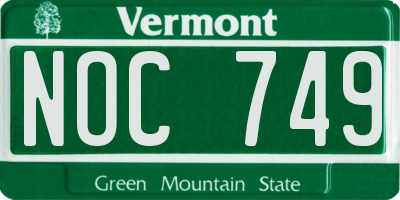 VT license plate NOC749
