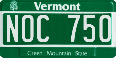VT license plate NOC750