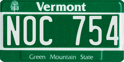 VT license plate NOC754