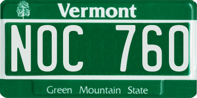VT license plate NOC760