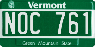 VT license plate NOC761
