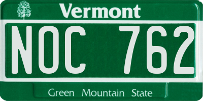 VT license plate NOC762