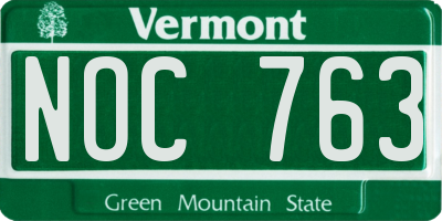 VT license plate NOC763