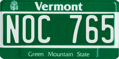 VT license plate NOC765
