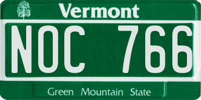 VT license plate NOC766
