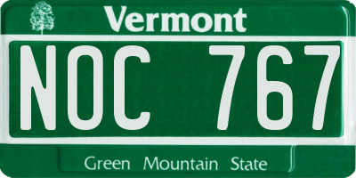 VT license plate NOC767