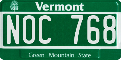 VT license plate NOC768