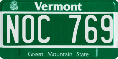 VT license plate NOC769