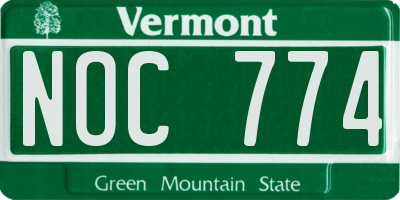 VT license plate NOC774
