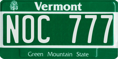 VT license plate NOC777