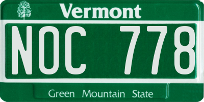 VT license plate NOC778