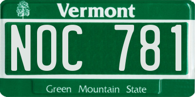 VT license plate NOC781
