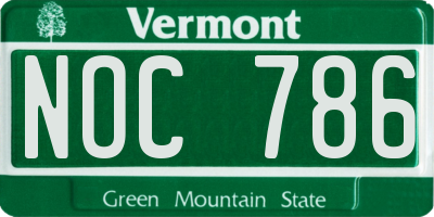 VT license plate NOC786