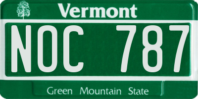 VT license plate NOC787