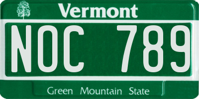 VT license plate NOC789