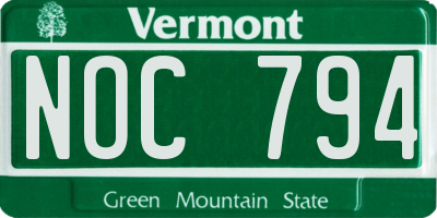 VT license plate NOC794