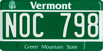 VT license plate NOC798