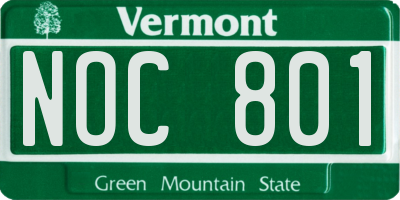 VT license plate NOC801