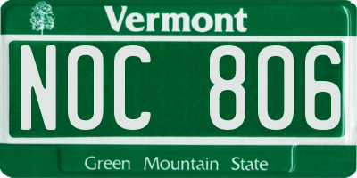 VT license plate NOC806