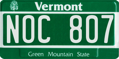 VT license plate NOC807