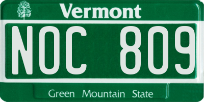 VT license plate NOC809