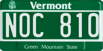 VT license plate NOC810