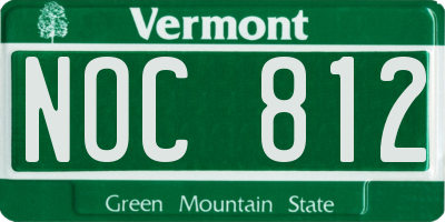 VT license plate NOC812