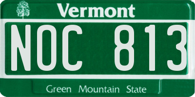 VT license plate NOC813
