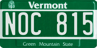 VT license plate NOC815