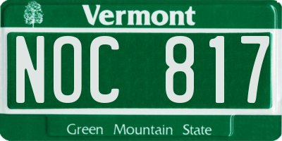 VT license plate NOC817
