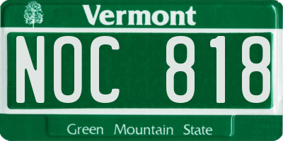 VT license plate NOC818