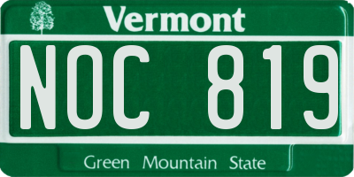 VT license plate NOC819