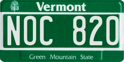 VT license plate NOC820
