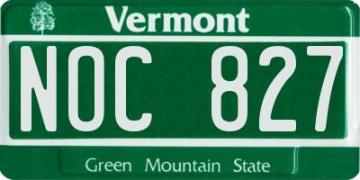 VT license plate NOC827