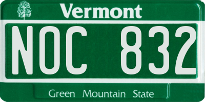 VT license plate NOC832