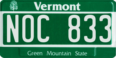 VT license plate NOC833