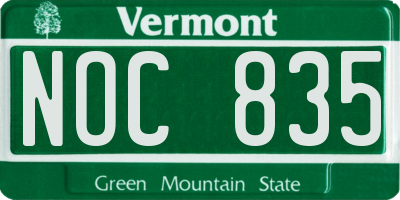 VT license plate NOC835