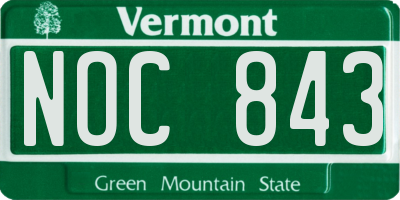VT license plate NOC843