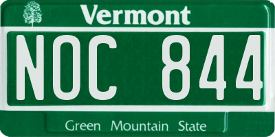 VT license plate NOC844