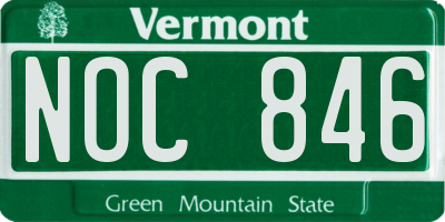 VT license plate NOC846