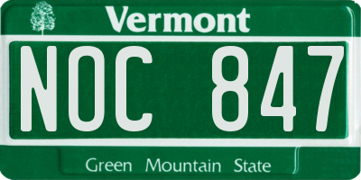 VT license plate NOC847