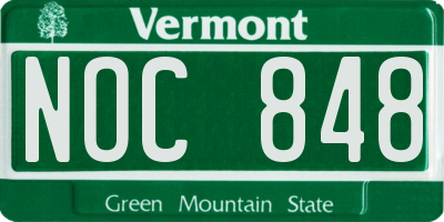 VT license plate NOC848