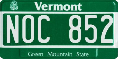 VT license plate NOC852