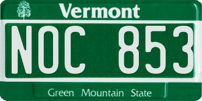 VT license plate NOC853