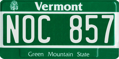 VT license plate NOC857